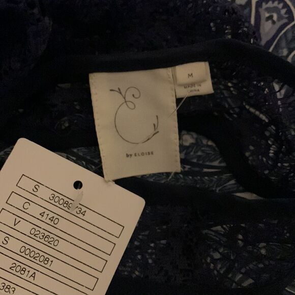 ANTHROPOLOGIE Dark Blue  Lace Slip Dress Size Small M By Eloise NWT - Picture 5 of 6